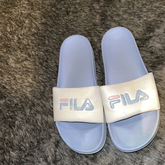 FILA blue white comfy slides Sz  9 - Picture 3 of 11